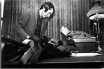 [John Barry at the moviola]